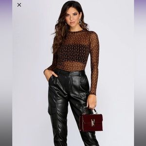 WINDSOR - Grecian Print Mesh Bodysuit